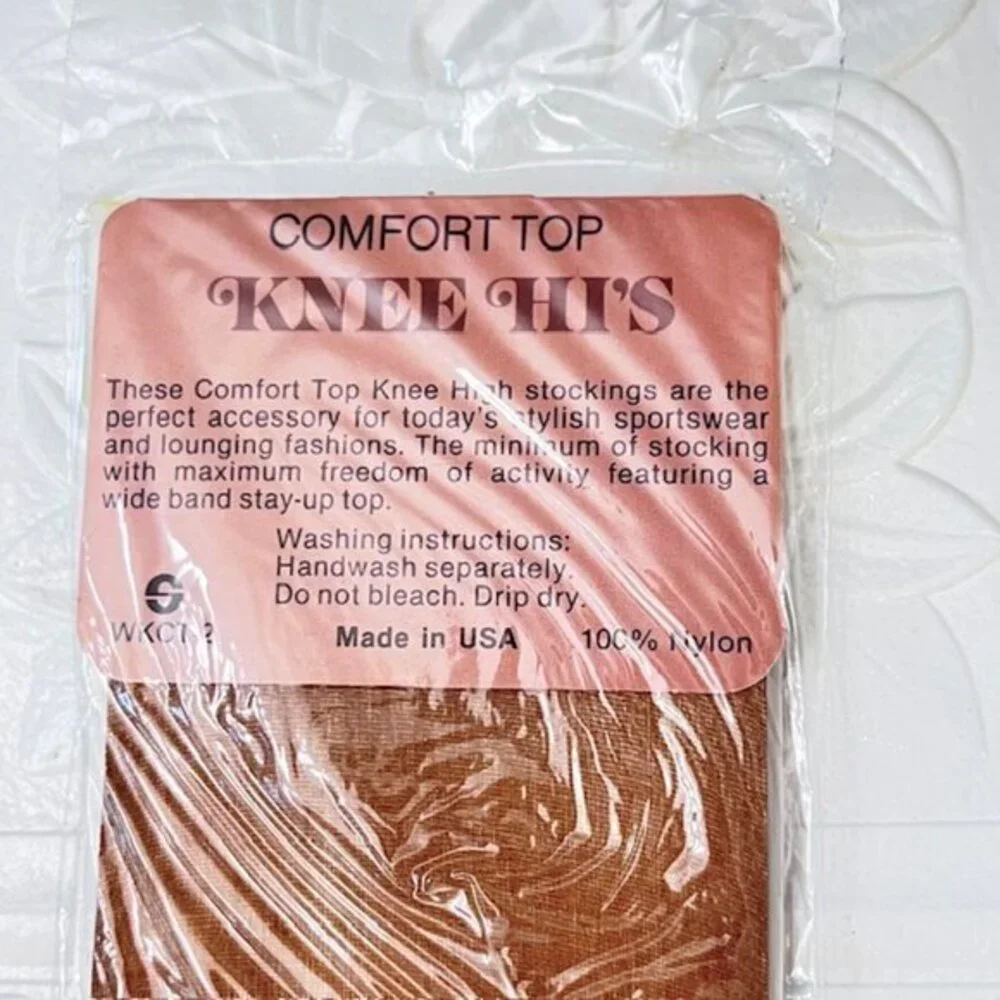 Vintage Comfort Top‎ Knee Hi’s SUNTAN Size 8 1/2-11 2 Pairs